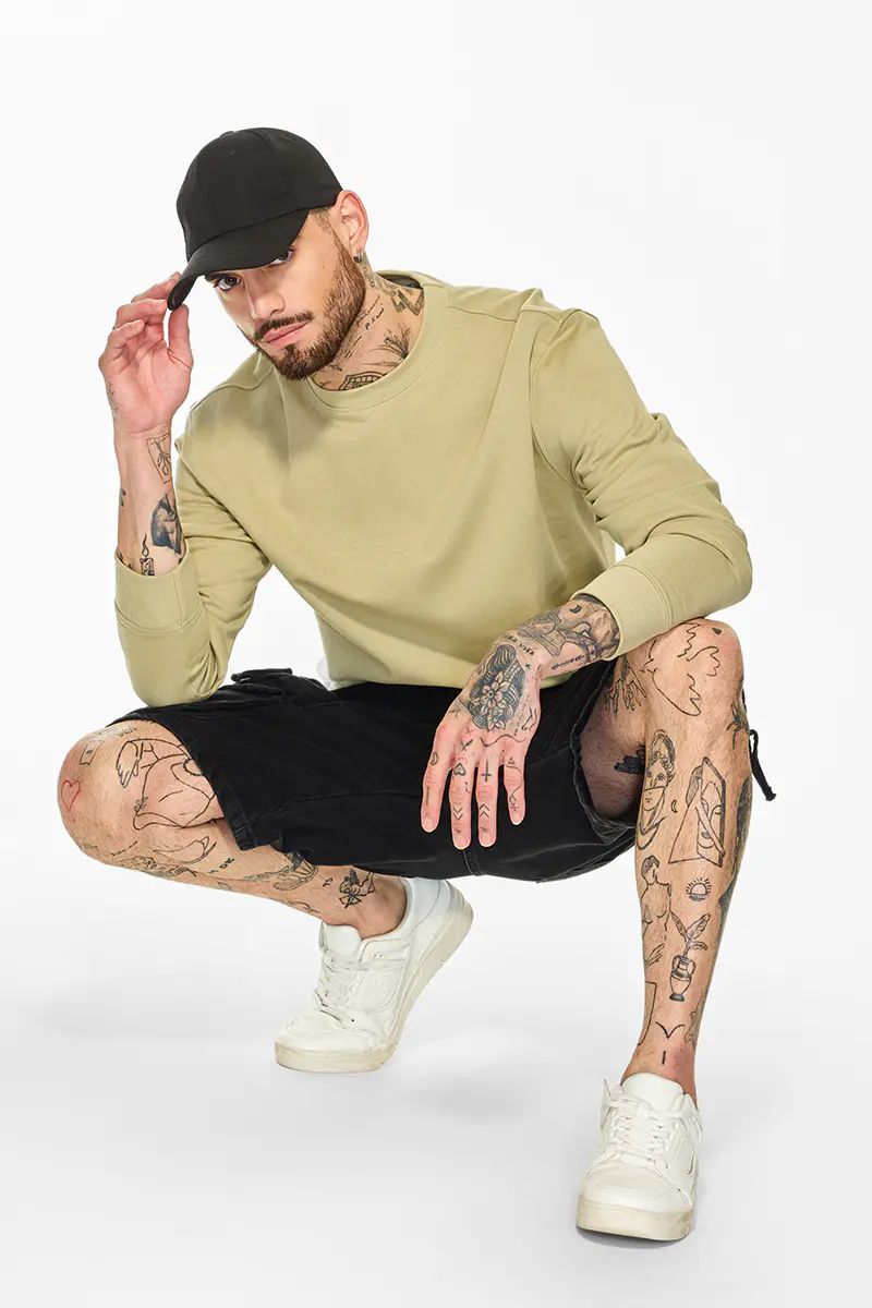 Beige Solid Sweater