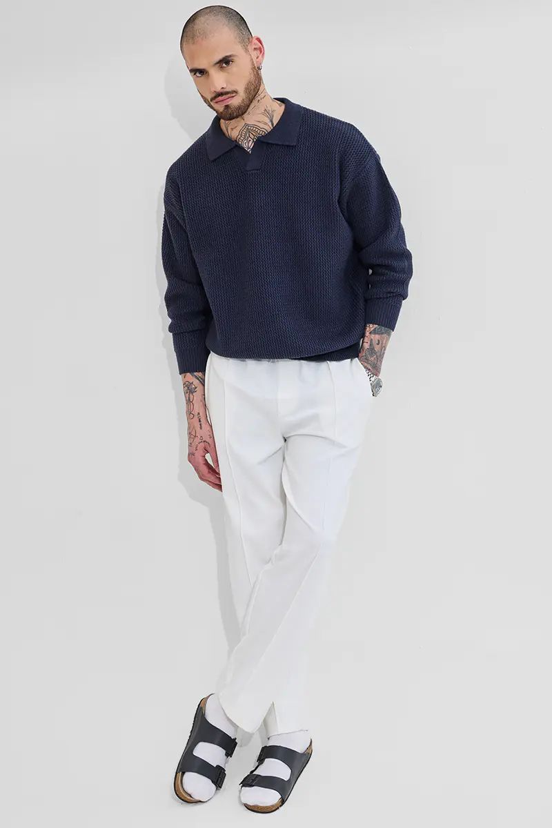 Navy Honeycomb Sweater