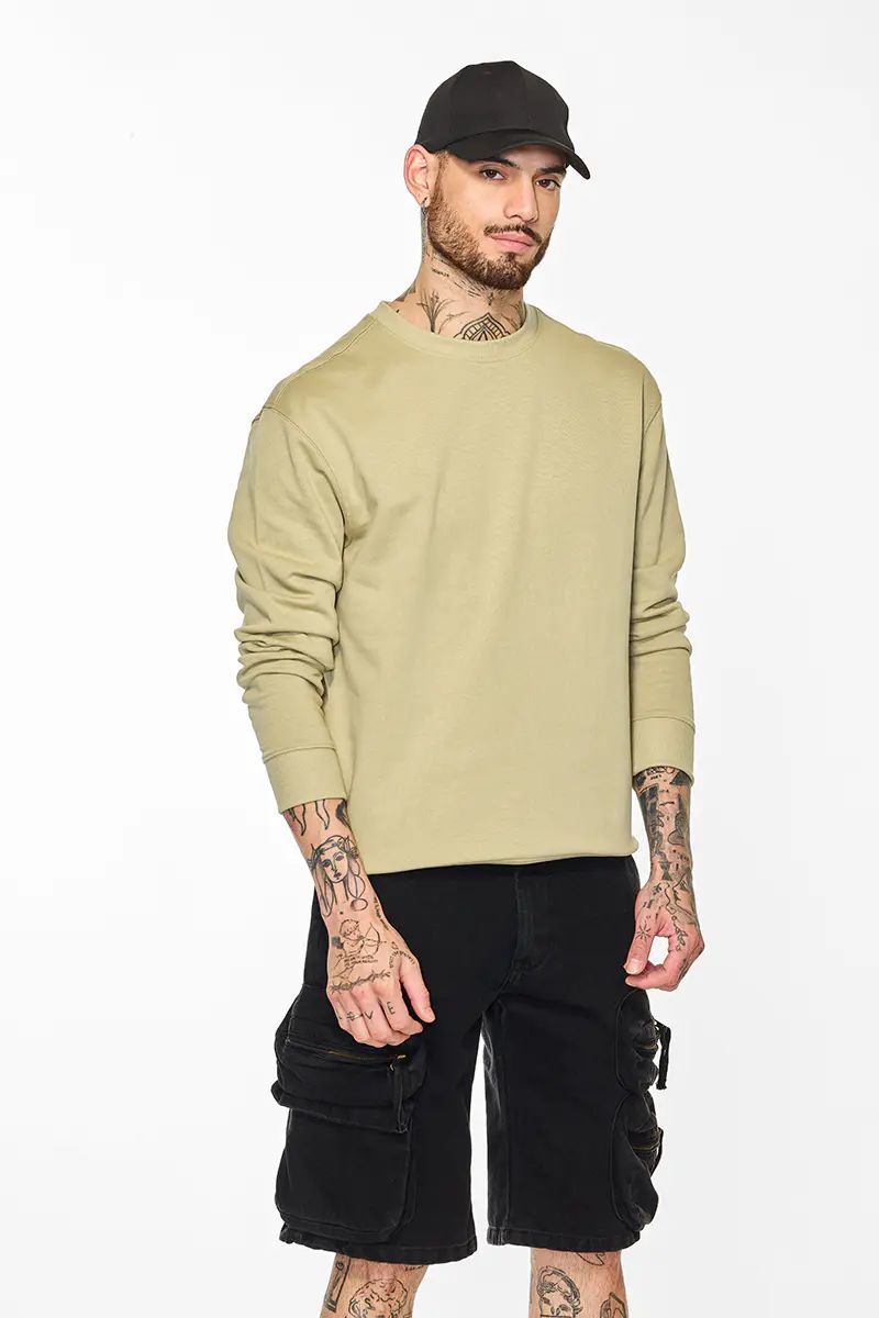 Beige Solid Sweater