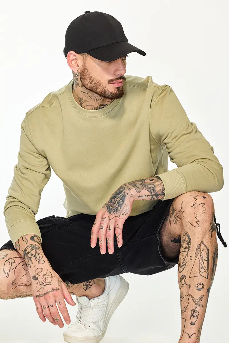 Beige Solid Sweater