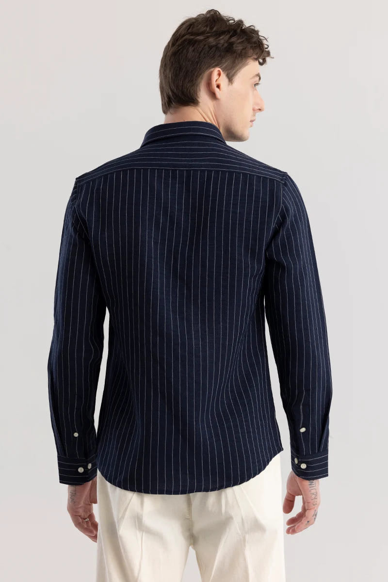 Navy stripes slim fit shirts