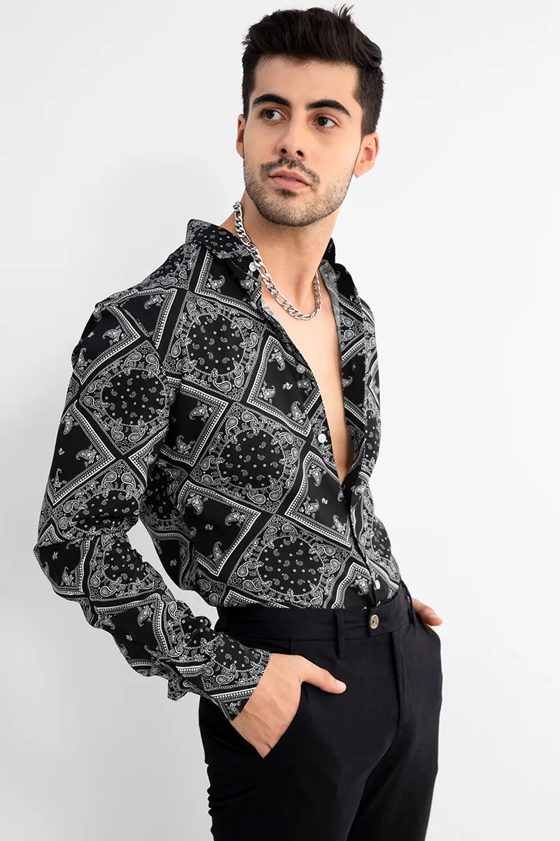 Mandala print black shirt