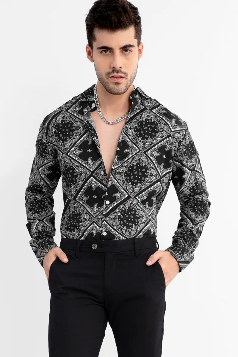 Mandala print black shirt