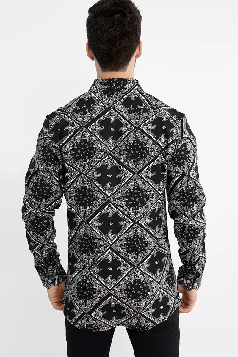 Mandala print black shirt