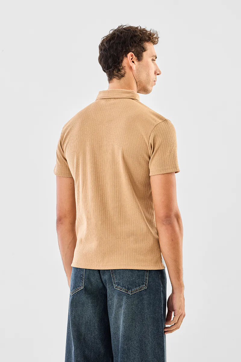 Regular fit stretch knitted polo tshirt